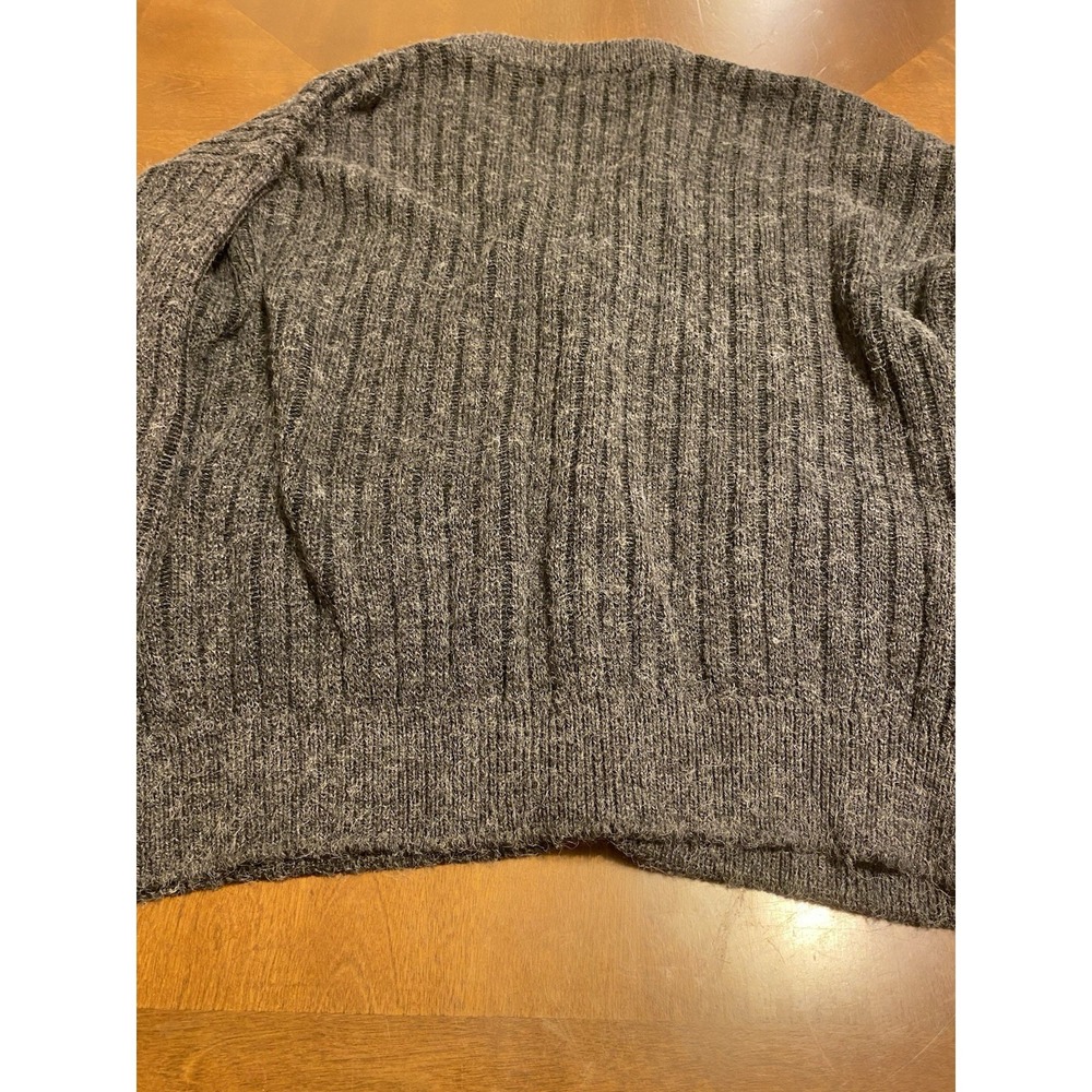 Vtg John Blair Cardigan Ribbed ButtonUp Large Charcoal Grey Grandpacore Academia - Picture 7 of 7
